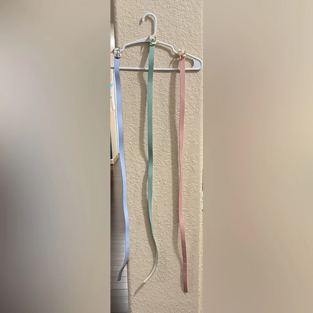 Set of Three Satin Belts in Pastel Colors